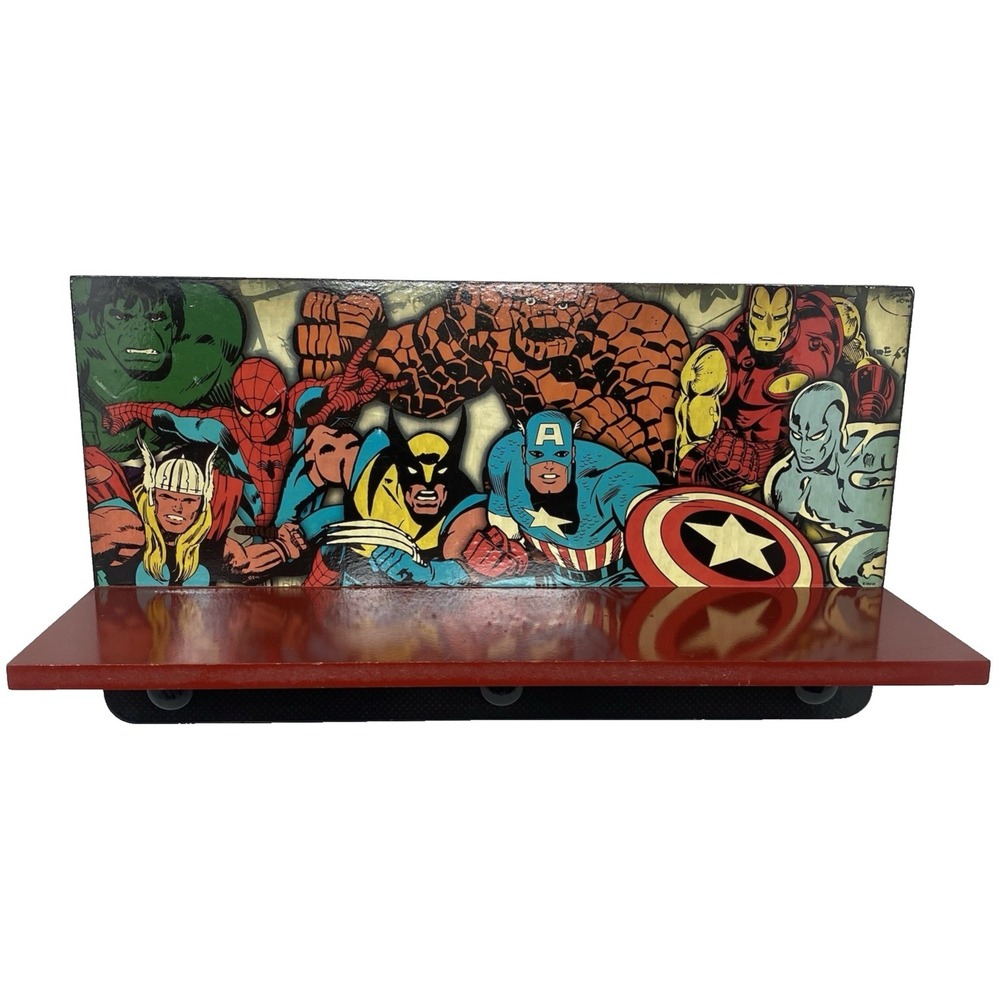Marvel Superheroes Wall Shelf  18x10x5 Hanger Avengers Kids Room Decor Organizer